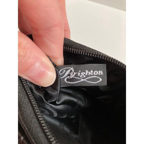 BRIGHTON MINI LEATHER ANIMAL PRINT CROSSBODY METALIC BOW - Picture 10 of 12